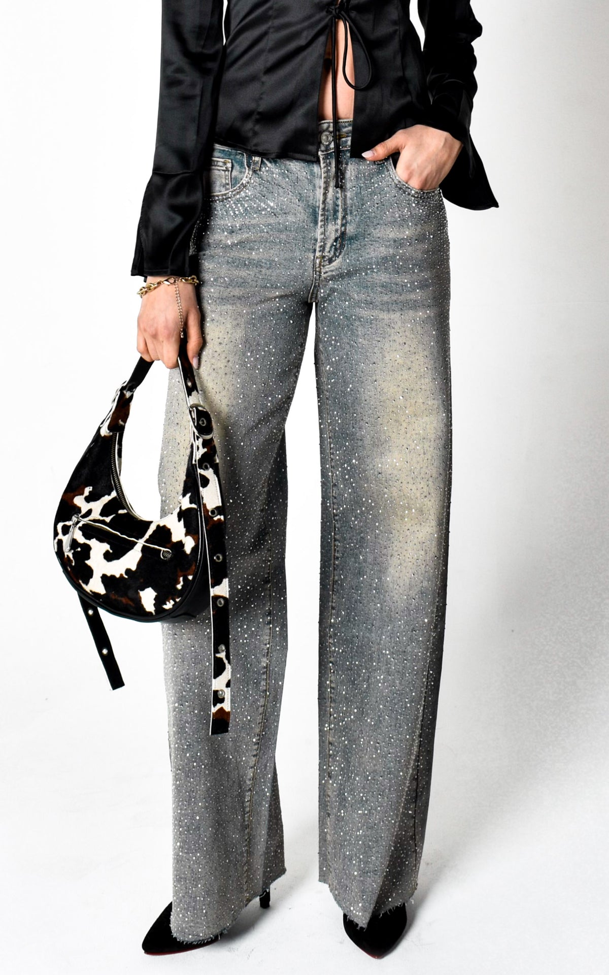 JEANS STRASS WIDE LEG