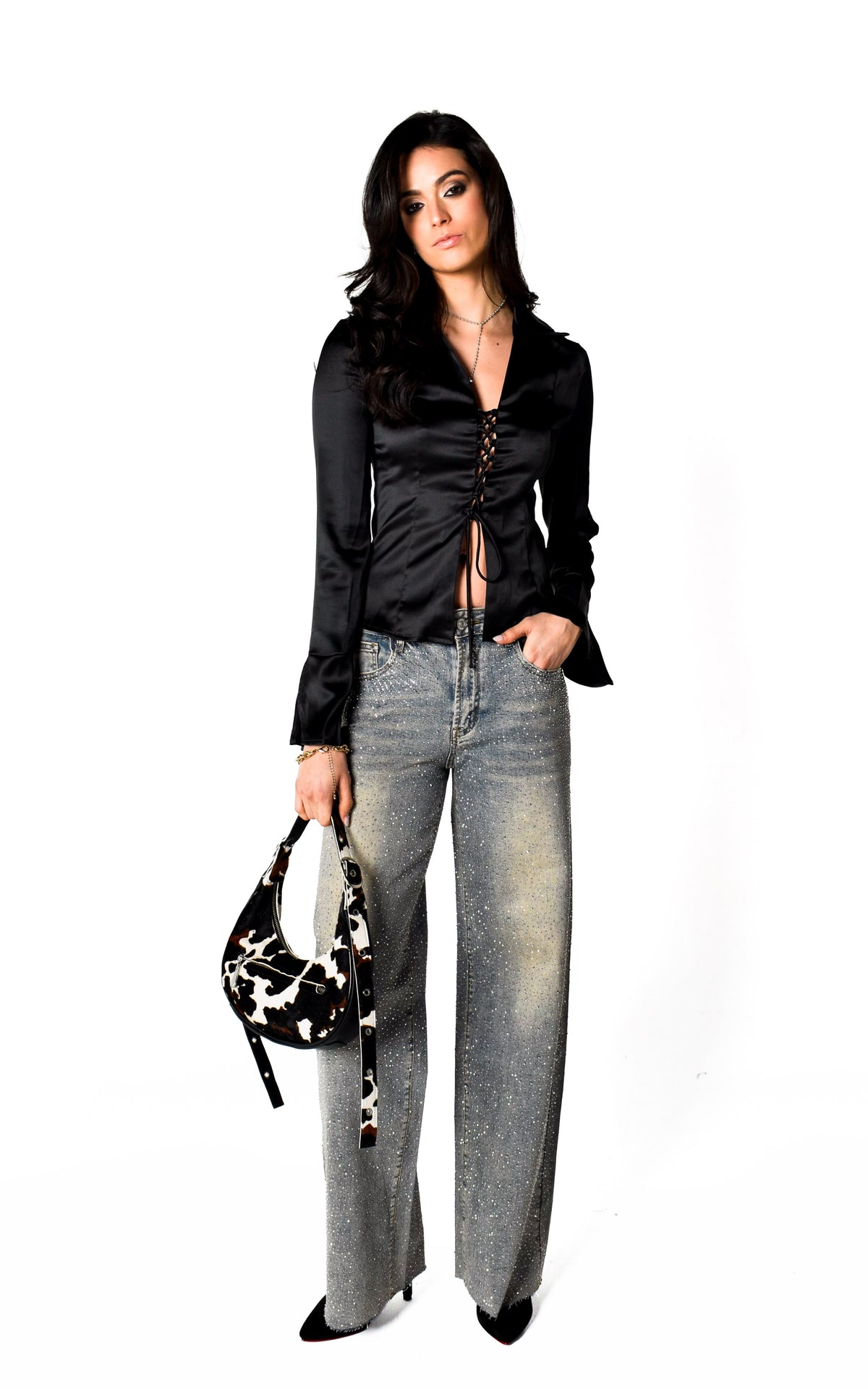 JEANS STRASS WIDE LEG